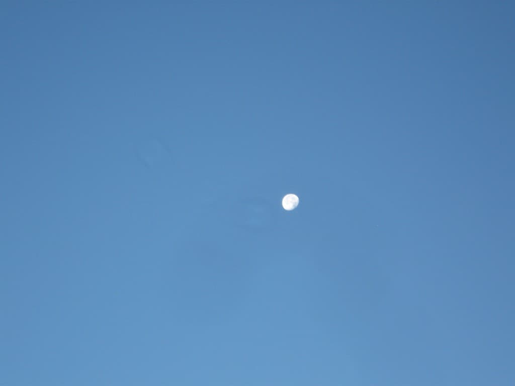 la lune sur fond d'un ciel bleu