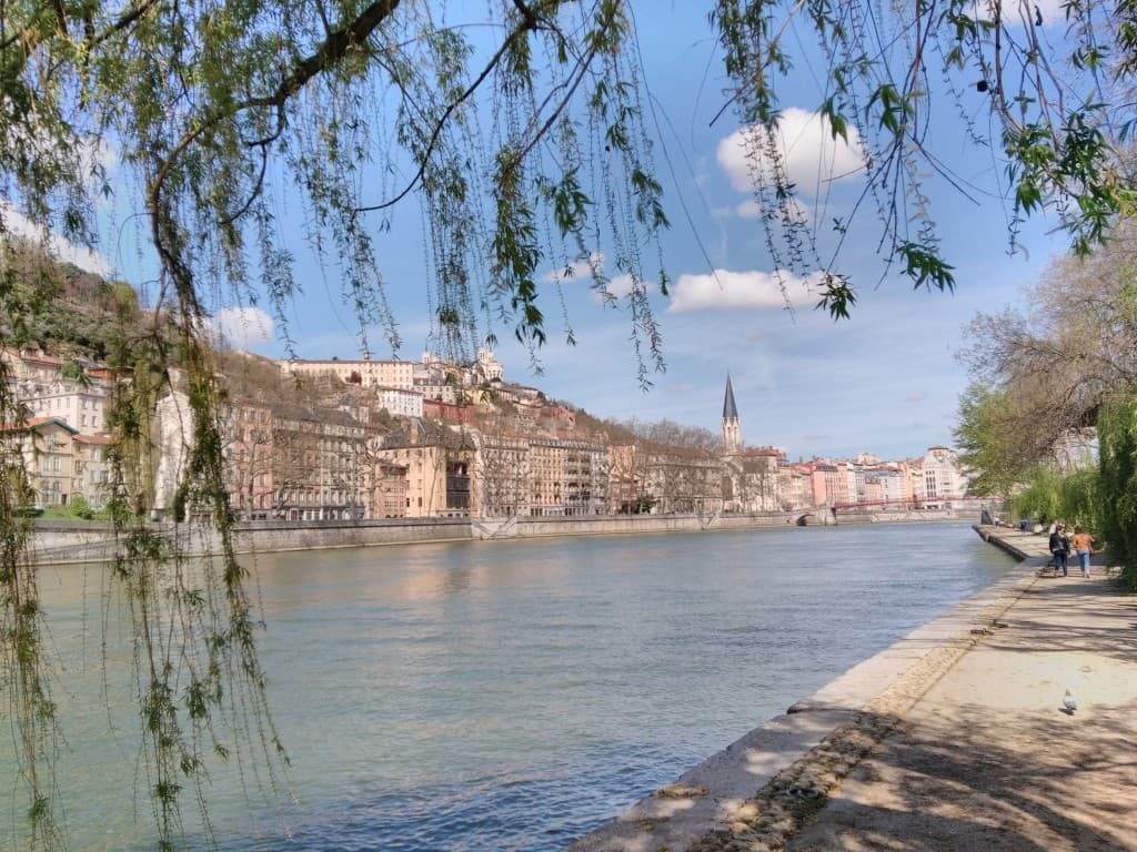 Soleil de printemps sur les rives de Saône
