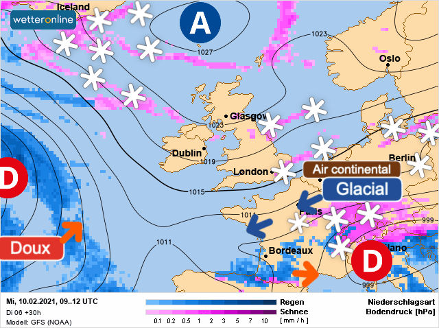 Carte de prévisions d'europe du Mercredi 10 février 2021