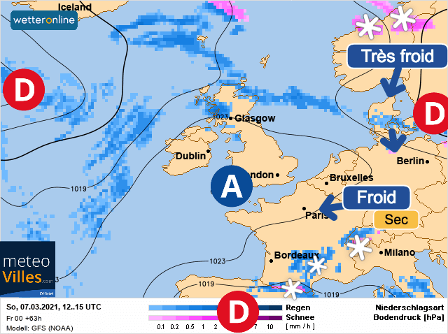 Carte de prévisions d'europe du Dimanche 7 mars 2021
