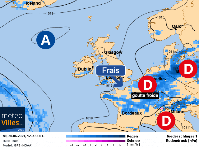 Carte de prévisions d'europe du Mercredi 30 juin 2021