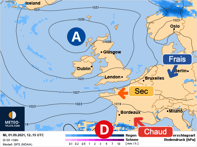 Carte de prévisions d'europe du Mercredi 1 septembre 2021