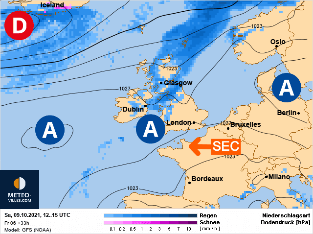 Carte de prévisions d'europe du Samedi 9 octobre 2021