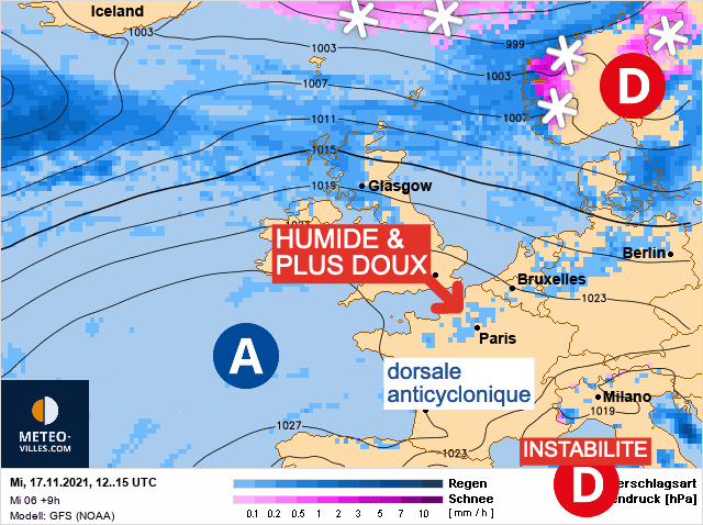 Carte de prévisions d'europe du Mercredi 17 novembre 2021