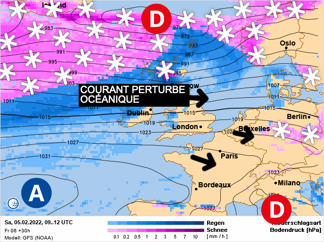 Carte de prévisions d'europe du Samedi 5 février 2022