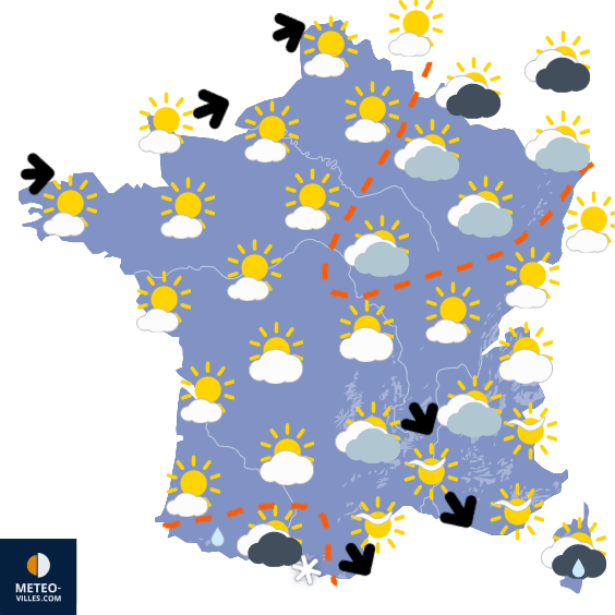 Changeant au nord et toujours très sec dans le Sud-est