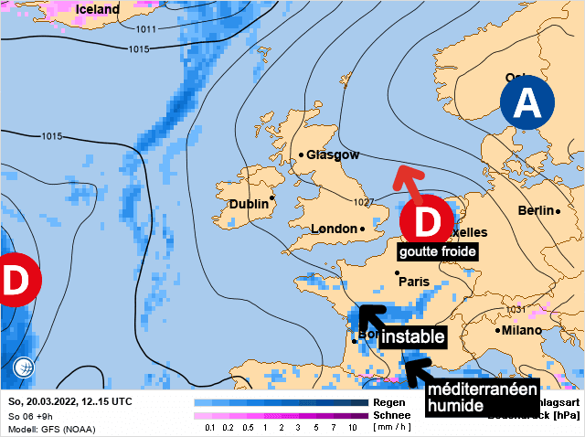 Carte de prévisions d'europe du Dimanche 20 mars 2022