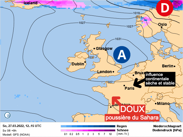 Carte de prévisions d'europe du Dimanche 27 mars 2022