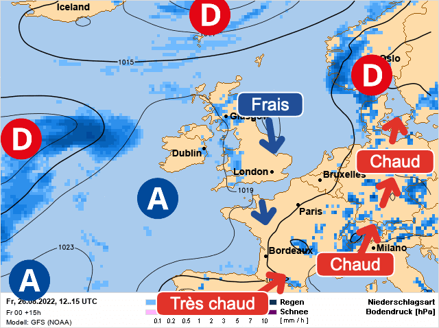 Carte de prévisions d'europe du Vendredi 26 août 2022