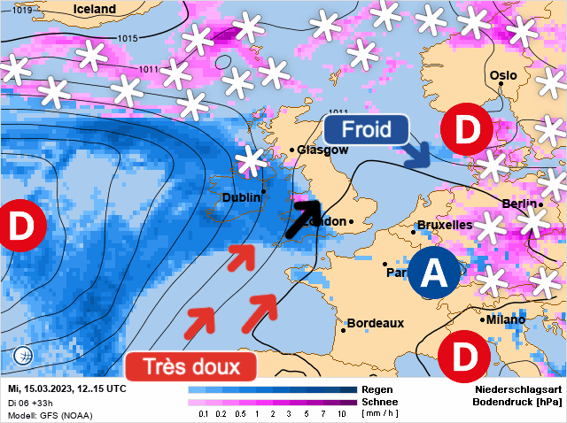 Carte de prévisions d'europe du Mercredi 15 mars 2023