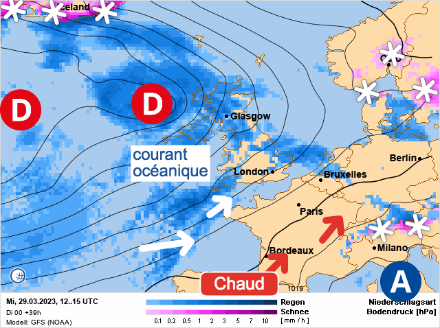 Carte de prévisions d'europe du Mercredi 29 mars 2023