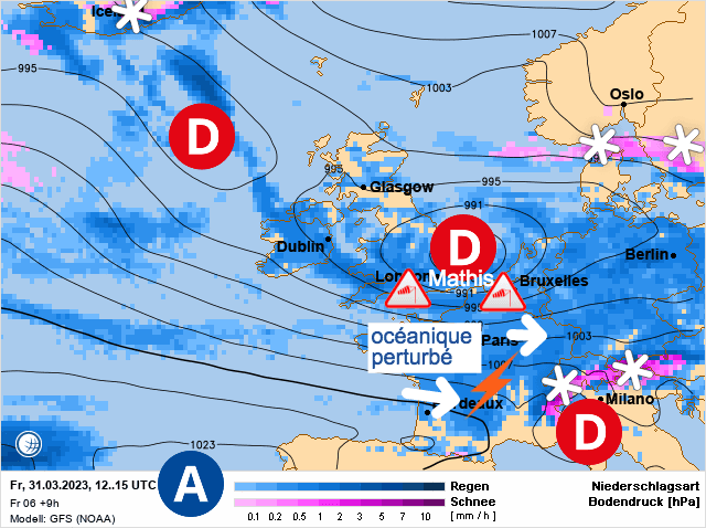 Carte de prévisions d'europe du Vendredi 31 mars 2023