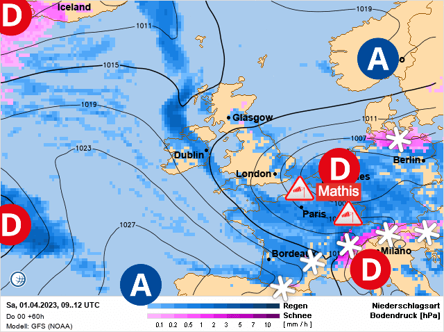 Carte de prévisions d'europe du Samedi 1 avril 2023