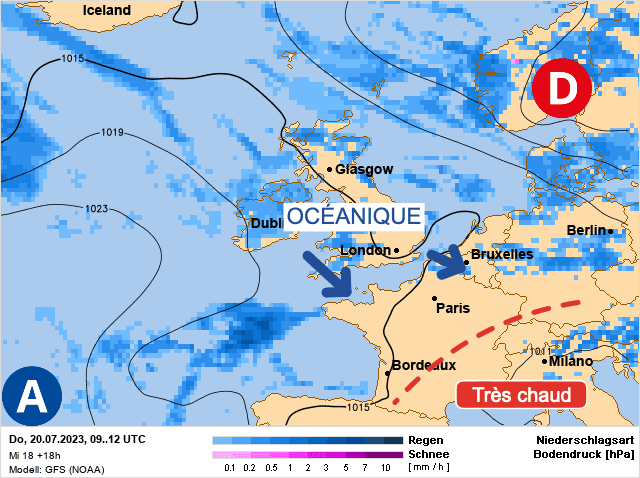 Carte de prévisions d'europe du Jeudi 20 juillet 2023