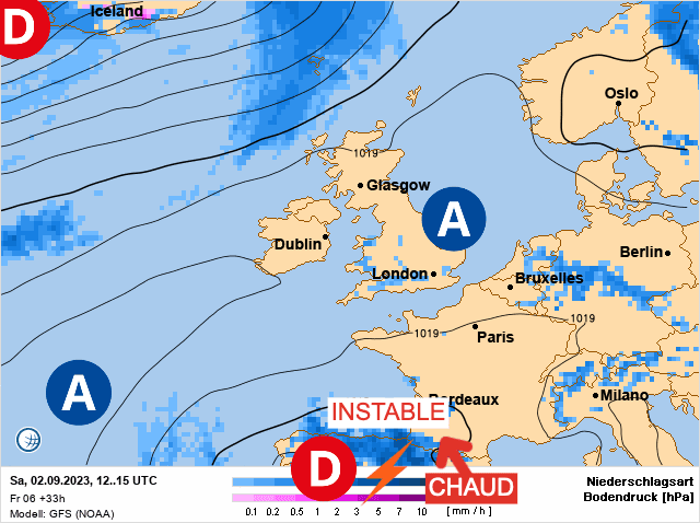 Carte de prévisions d'europe du Samedi 2 septembre 2023