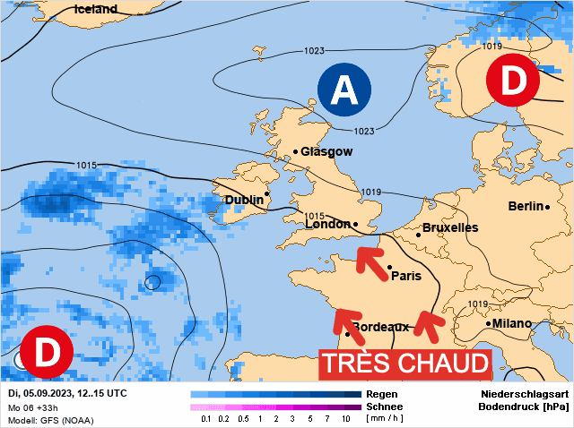 Carte de prévisions d'europe du Mardi 5 septembre 2023