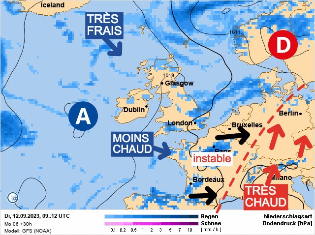 Carte de prévisions d'europe du Mardi 12 septembre 2023