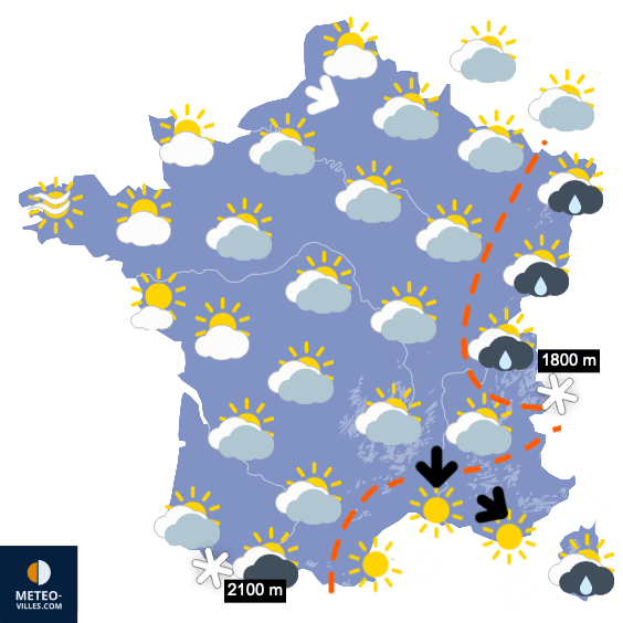 Carte de prévisions du temps du Samedi 23 septembre 2023