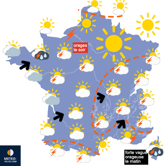 Carte de prévisions du temps du Dimanche 13 juillet 2025
