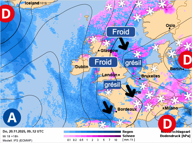 Carte de prévisions d'europe du Jeudi 20 novembre 2025