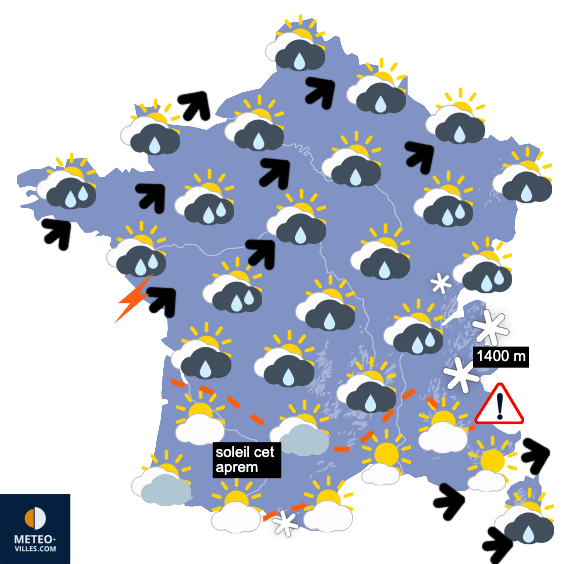 Carte de prévisions du temps du Vendredi 6 février 2026