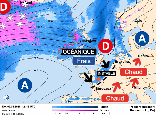 Carte de prévisions d'europe du Jeudi 9 avril 2026