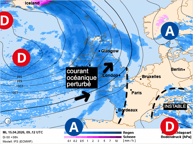 Carte de prévisions d'europe du Mercredi 15 avril 2026