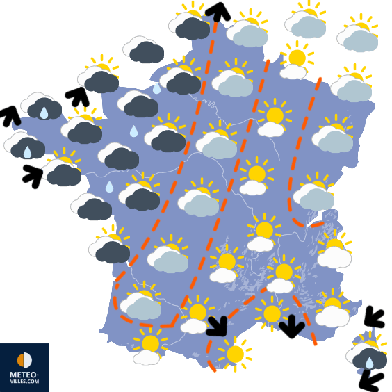 Carte de prévisions du temps du Mercredi 15 avril 2026