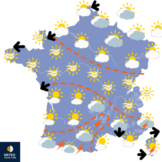 Important contraste thermique nord / sud