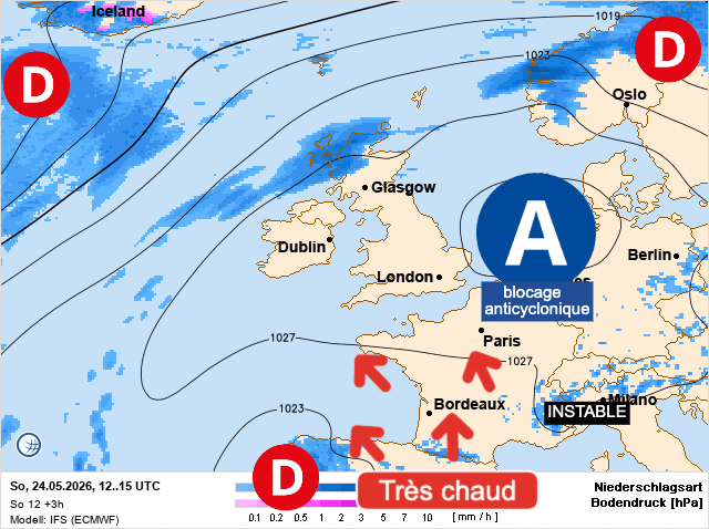 Carte de prévisions d'europe du Dimanche 24 mai 2026