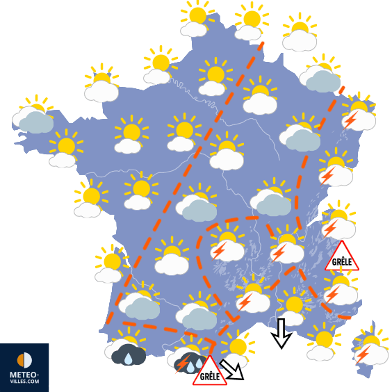 Carte de prévisions du temps du Lundi 29 juin 2026