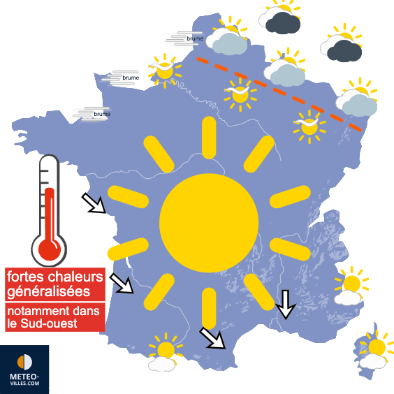 Carte de prévisions du temps du Dimanche 5 juillet 2026