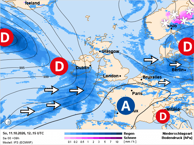 Carte de prévisions d'europe du Dimanche 11 octobre 2026