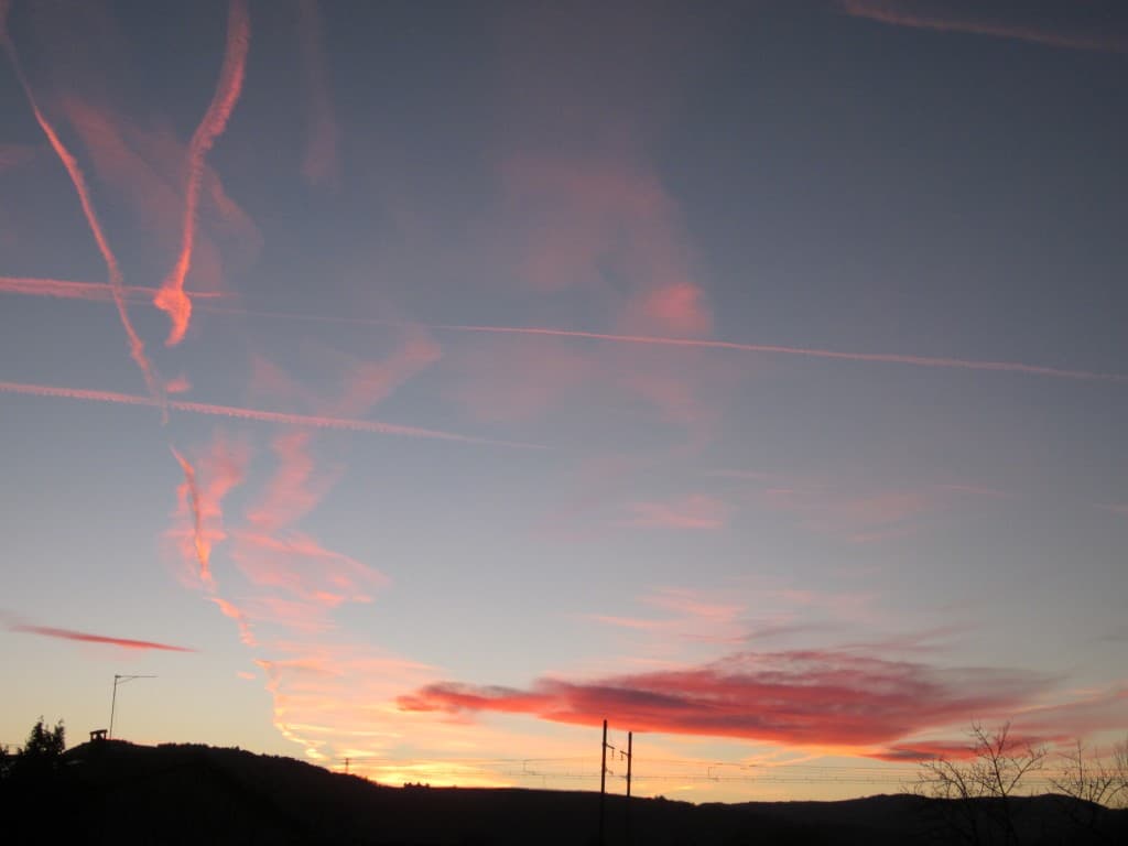 Coucher de soleil en rose et bleu 