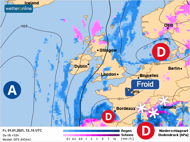 Carte de prévisions d'europe du Vendredi 1 janvier 2021