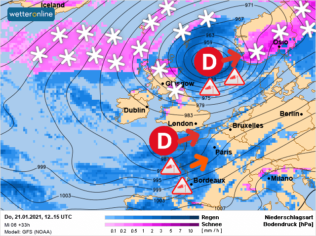 Carte de prévisions d'europe du Jeudi 21 janvier 2021