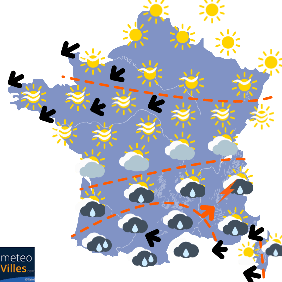 Nombreuses averses dans le Sud et l'Est