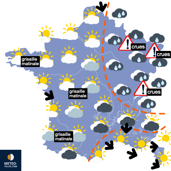Fin des intempéries et décrue progressive dans le Nord-est