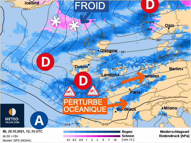 Carte de prévisions d'europe du Mercredi 20 octobre 2021