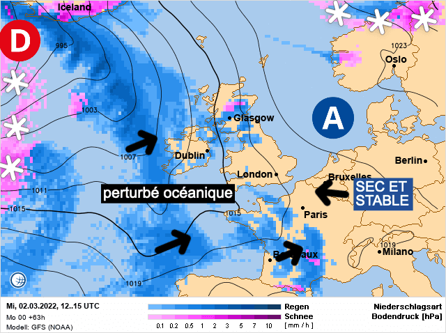 Carte de prévisions d'europe du Mercredi 2 mars 2022