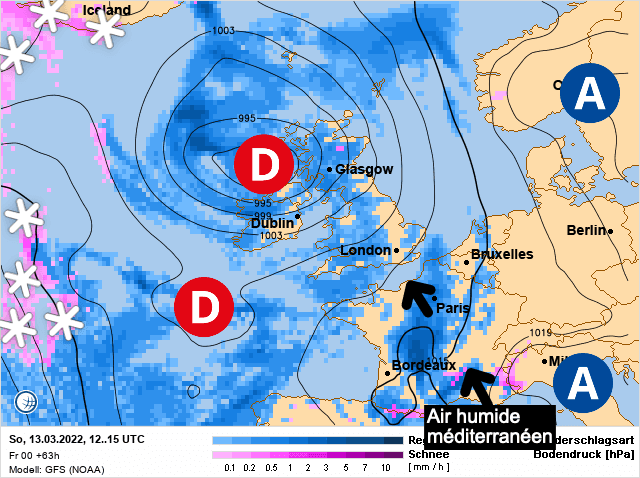 Carte de prévisions d'europe du Dimanche 13 mars 2022