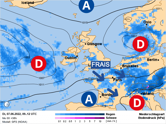Carte de prévisions d'europe du Mardi 7 juin 2022