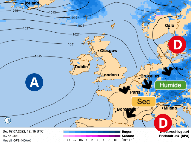 Carte de prévisions d'europe du Jeudi 7 juillet 2022