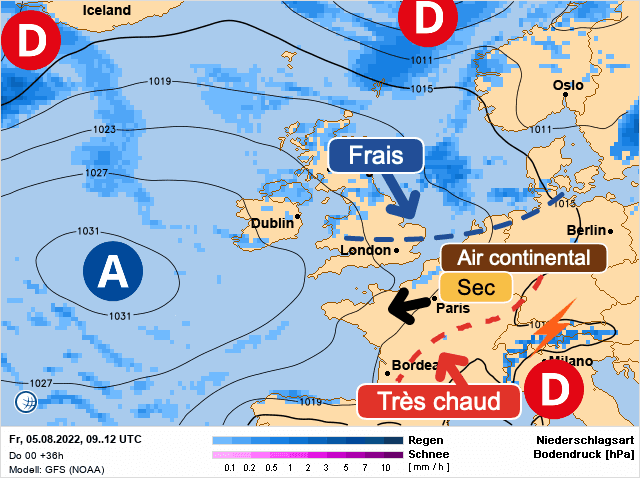 Carte de prévisions d'europe du Vendredi 5 août 2022