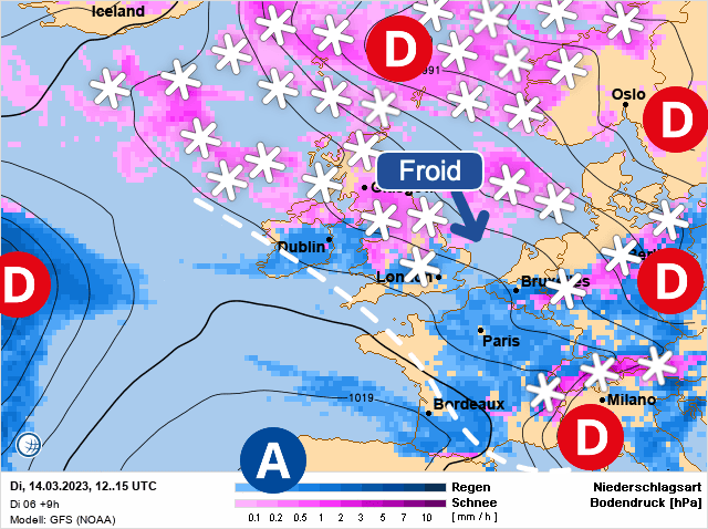 Carte de prévisions d'europe du Mardi 14 mars 2023