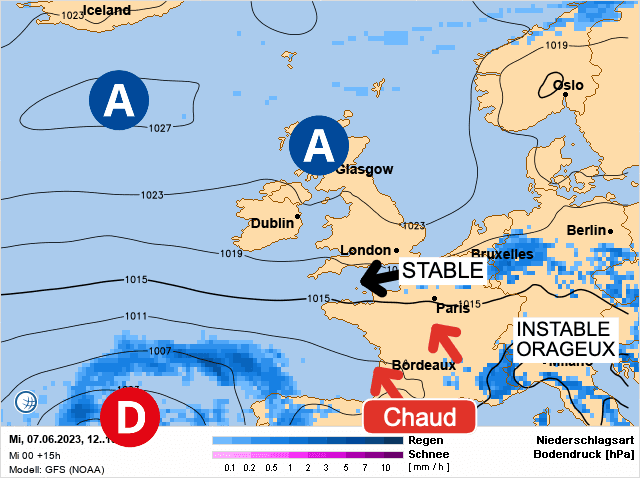 Carte de prévisions d'europe du Mercredi 7 juin 2023