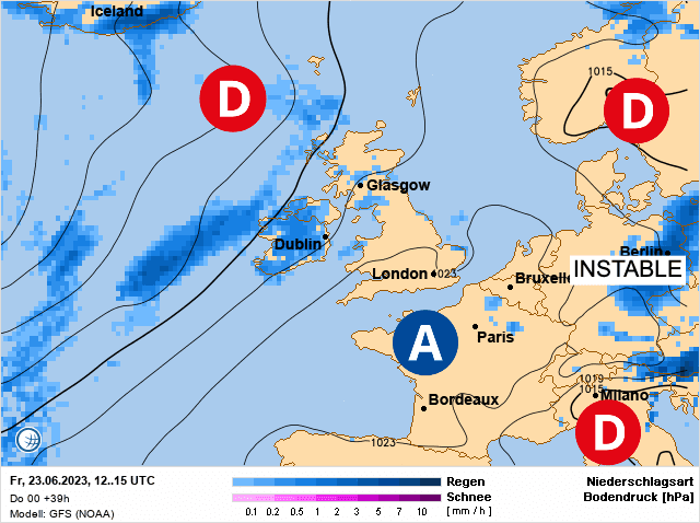 Carte de prévisions d'europe du Vendredi 23 juin 2023