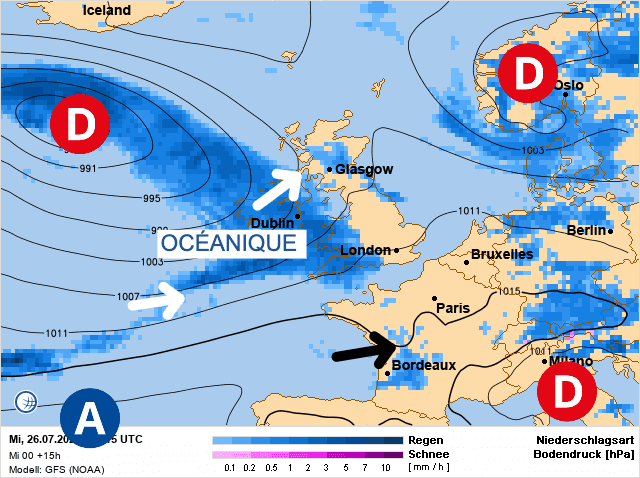 Carte de prévisions d'europe du Mercredi 26 juillet 2023