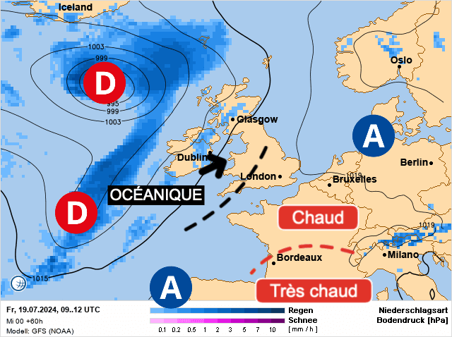 Carte de prévisions d'europe du Vendredi 19 juillet 2024