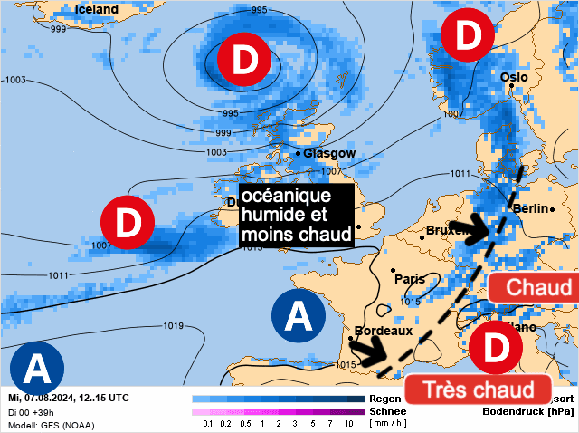 Carte de prévisions d'europe du Mercredi 7 août 2024